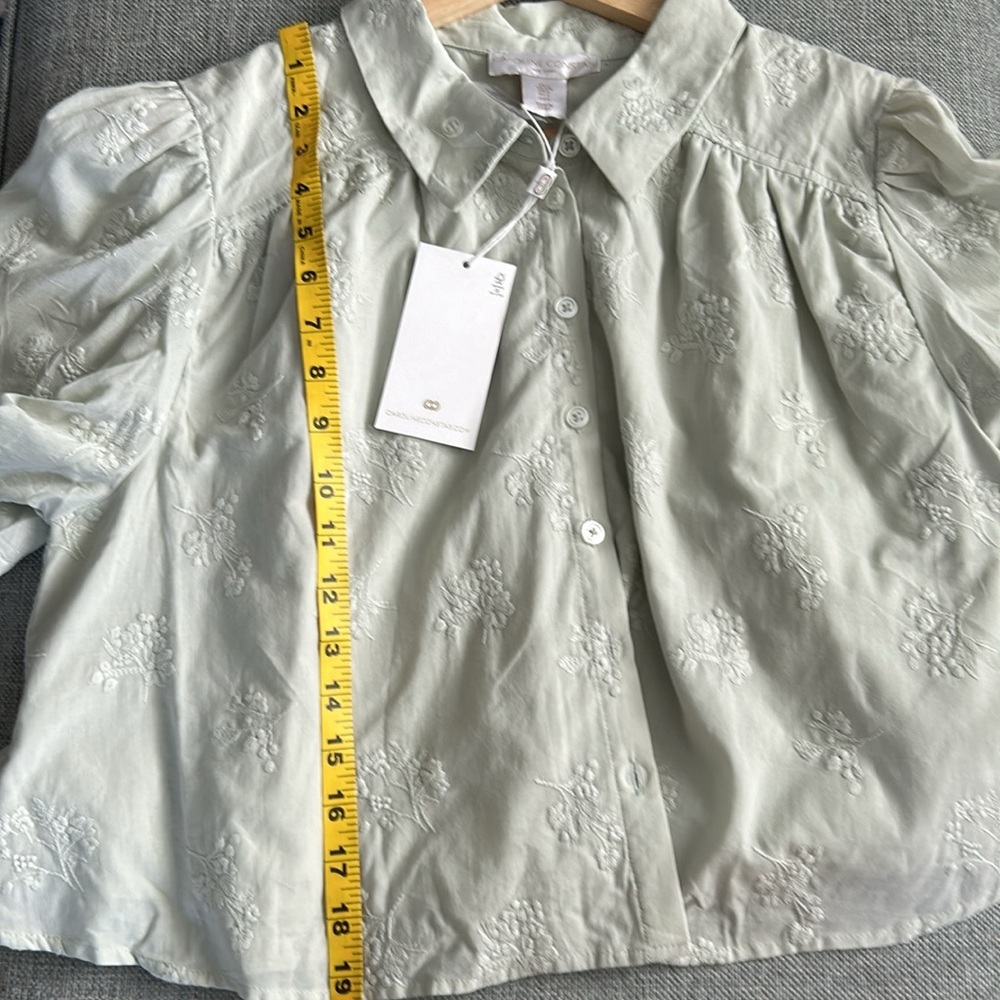 Caroline  Constas Sage Green Embroidered Women's Top 100% cotton - Picture 10 of 11